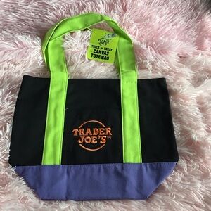 NWT Viral Trader Joe's Halloween Treat or Trick Black and Purple Canvas Tote Bag